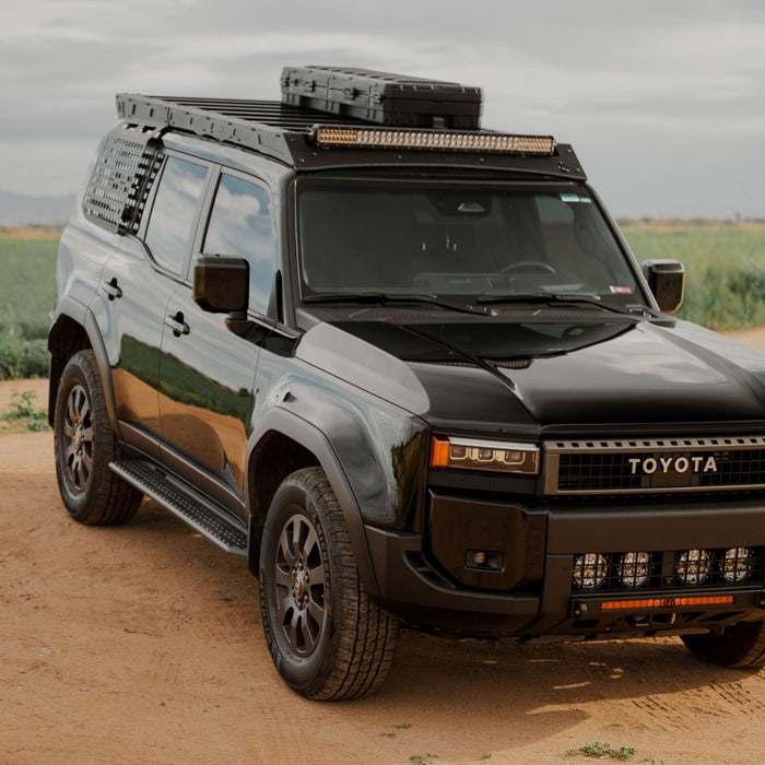 C4 Fab Toyota Land Cruiser Roof Rack with Optional Light Bar Mount / 250 Series – installed on vehicle, image 4 of 18