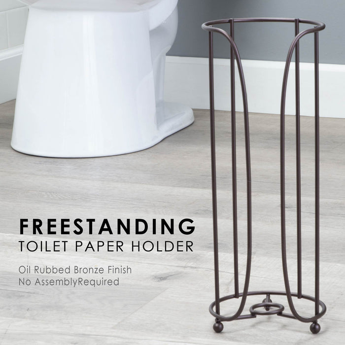 Utility Sink Freestanding Toilet Paper Holder for Standard Rolls (Oil-Rubbed Bronze Finish) Bathroom Fixture - Lifestyle View