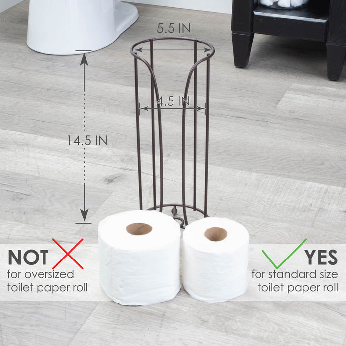 Utility Sink Freestanding Toilet Paper Holder for Standard Rolls (Oil-Rubbed Bronze Finish) Bathroom Fixture - Side View