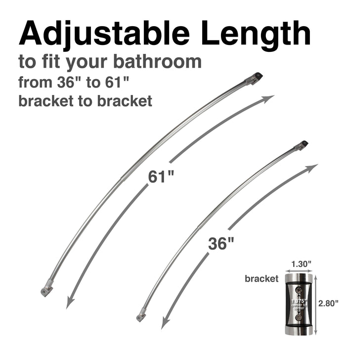 Utility-Sink.com 36 in. to 61 in. Curved Shower Rod (Brushed Nickel Finish) - Product Image 5