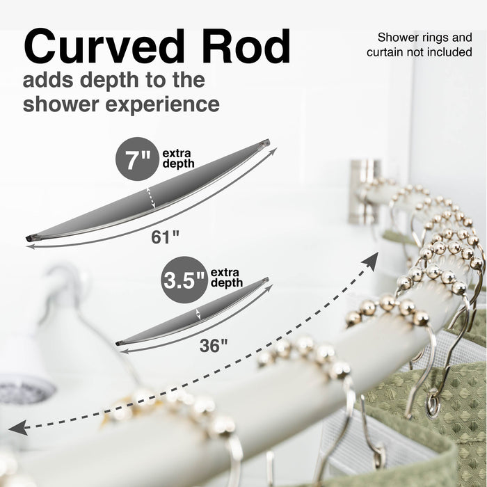 Utility-Sink.com 36 in. to 61 in. Curved Shower Rod (Brushed Nickel Finish) - Product Image 6