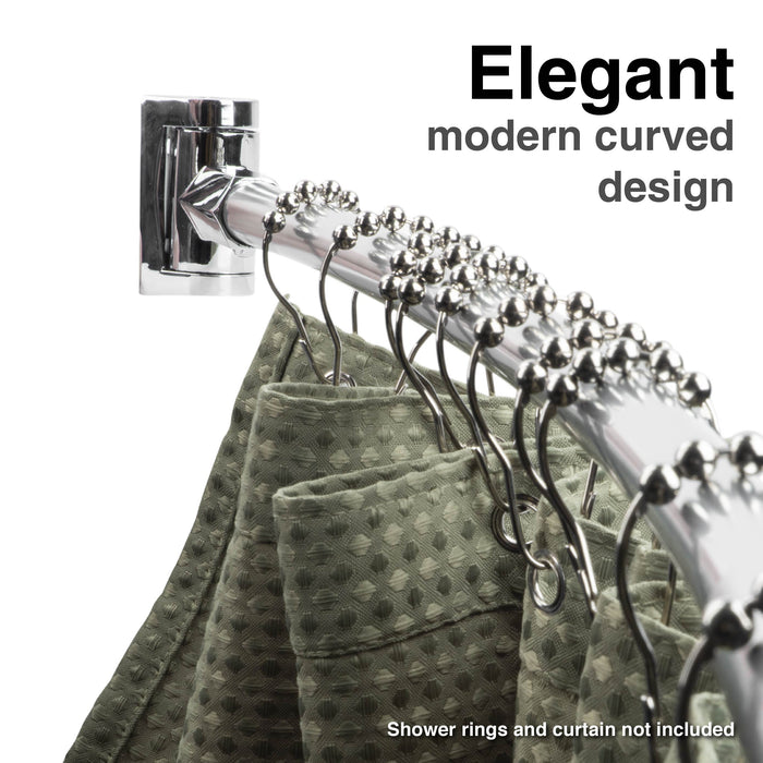 Utility-Sink.com 36 in. to 61 in. Curved Shower Rod (Chrome Finish) - Detail View 2