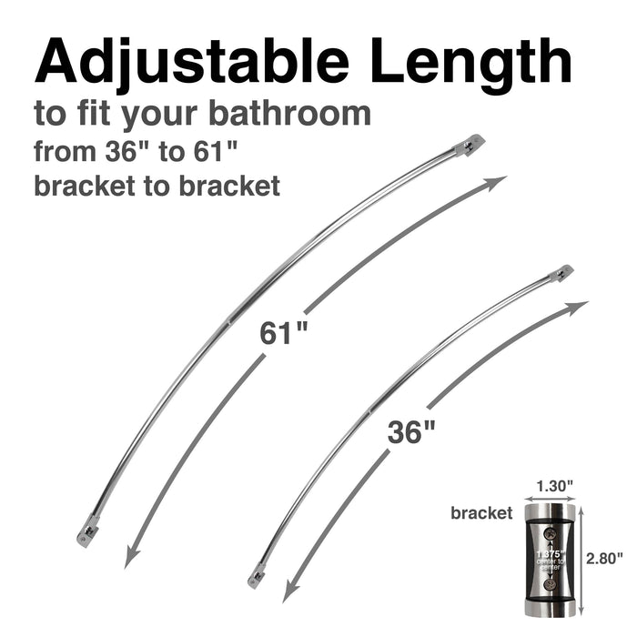 Utility-Sink.com 36 in. to 61 in. Curved Shower Rod (Chrome Finish) - Product Image 5