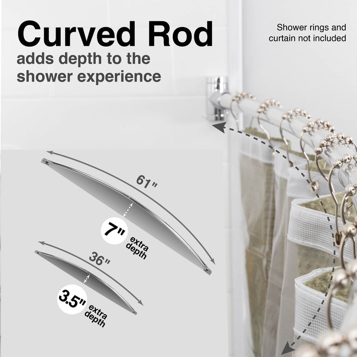 Utility-Sink.com 36 in. to 61 in. Curved Shower Rod (Chrome Finish) - Product Image 6