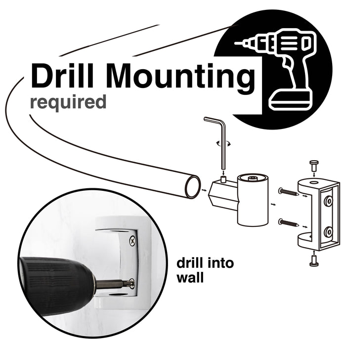Utility-Sink.com 36 in. to 61 in. Curved Shower Rod (White Finish) - Product Image 11