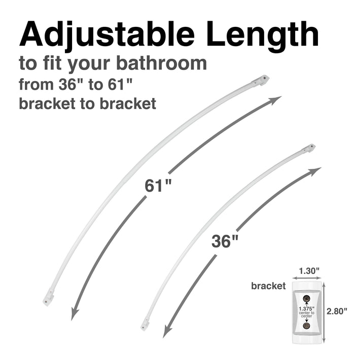 Utility-Sink.com 36 in. to 61 in. Curved Shower Rod (White Finish) - Product Image 5
