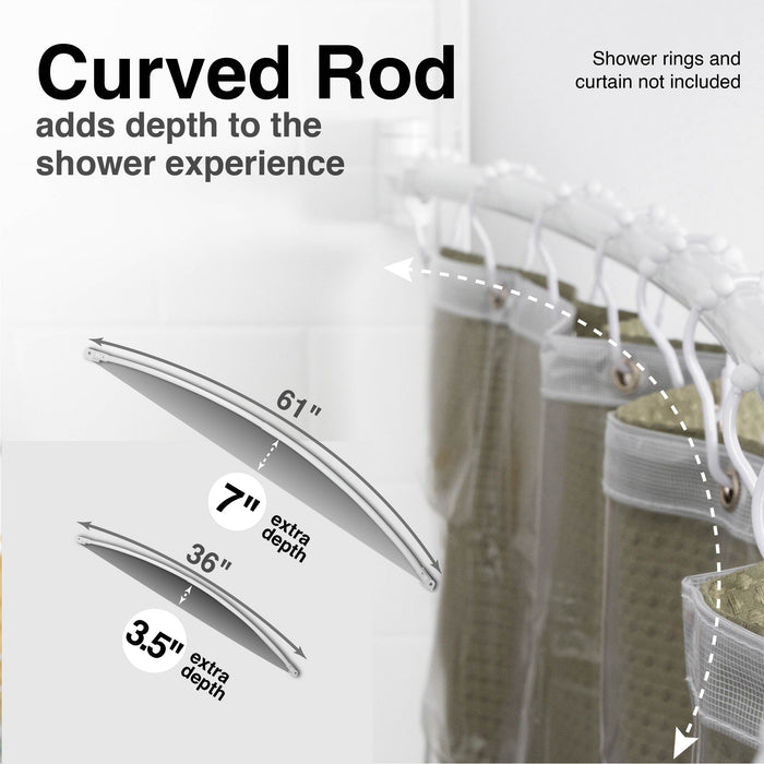 Utility-Sink.com 36 in. to 61 in. Curved Shower Rod (White Finish) - Product Image 6