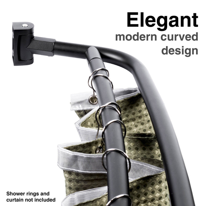 Utility-Sink.com 44 in. to 70 in. Double Curved Shower Rod (Matte Black Finish) - Detail View 2