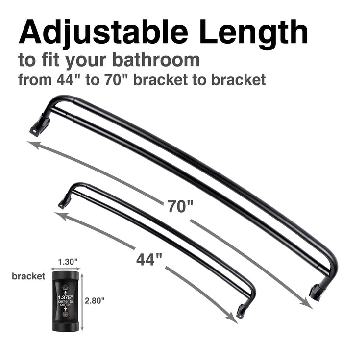 Utility-Sink.com 44 in. to 70 in. Double Curved Shower Rod (Matte Black Finish) - Product Image 5
