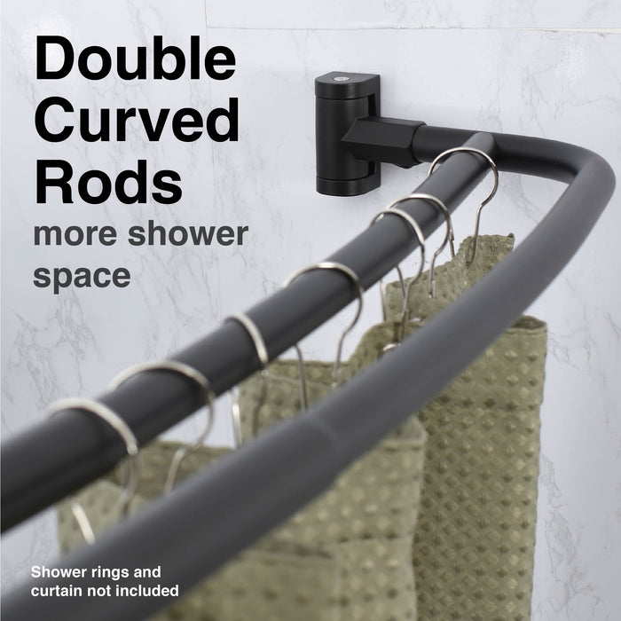 Utility-Sink.com 44 in. to 70 in. Double Curved Shower Rod (Matte Black Finish) - Product Image 9