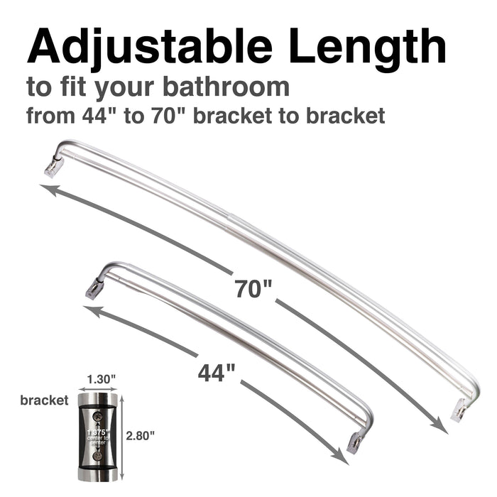 Utility-Sink.com 44 in. to 70 in. Double Curved Shower Rod (Brushed Nickel Finish) - Product Image 5