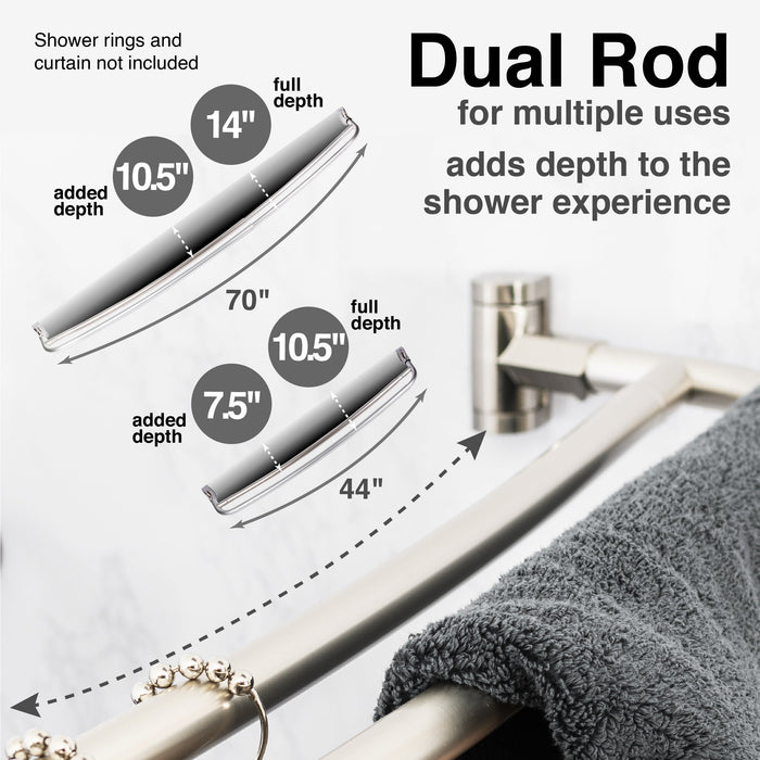 Utility-Sink.com 44 in. to 70 in. Double Curved Shower Rod (Brushed Nickel Finish) - Product Image 6