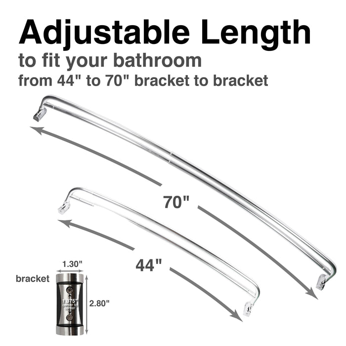 Utility-Sink.com 44 in. to 70 in. Double Curved Shower Rod (Chrome Finish) - Product Image 5