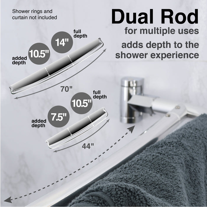 Utility-Sink.com 44 in. to 70 in. Double Curved Shower Rod (Chrome Finish) - Product Image 6