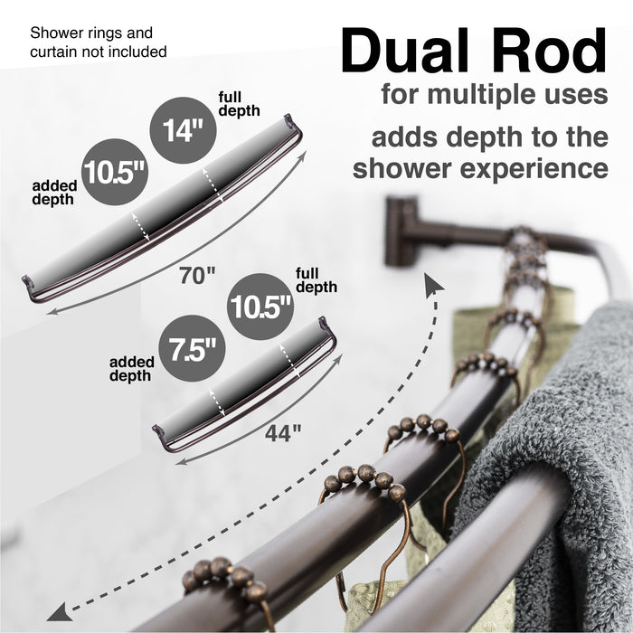 Utility-Sink.com 44 in. to 70 in. Double Curved Shower Rod (Oil-Rubbed Bronze Finish) - Product Image 6
