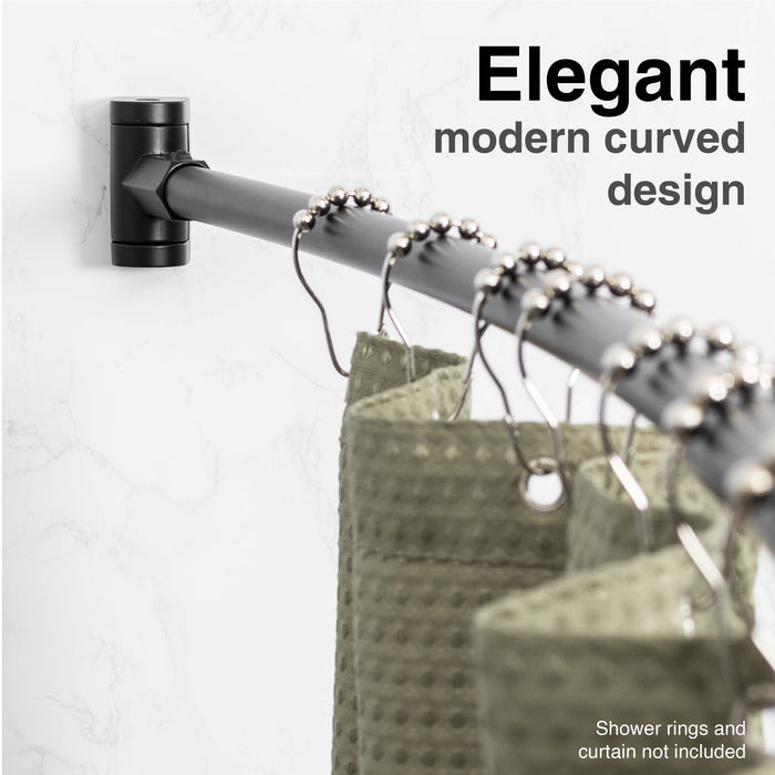 Utility-Sink.com 36 in. to 61 in. Curved Shower Rod (Black Finish) - Detail View 2