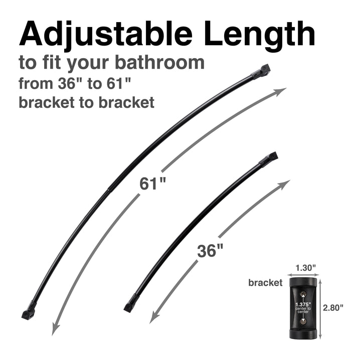 Utility-Sink.com 36 in. to 61 in. Curved Shower Rod (Black Finish) - Product Image 5