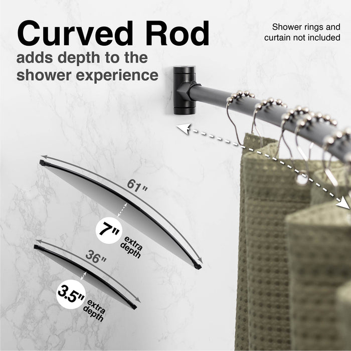 Utility-Sink.com 36 in. to 61 in. Curved Shower Rod (Black Finish) - Product Image 6