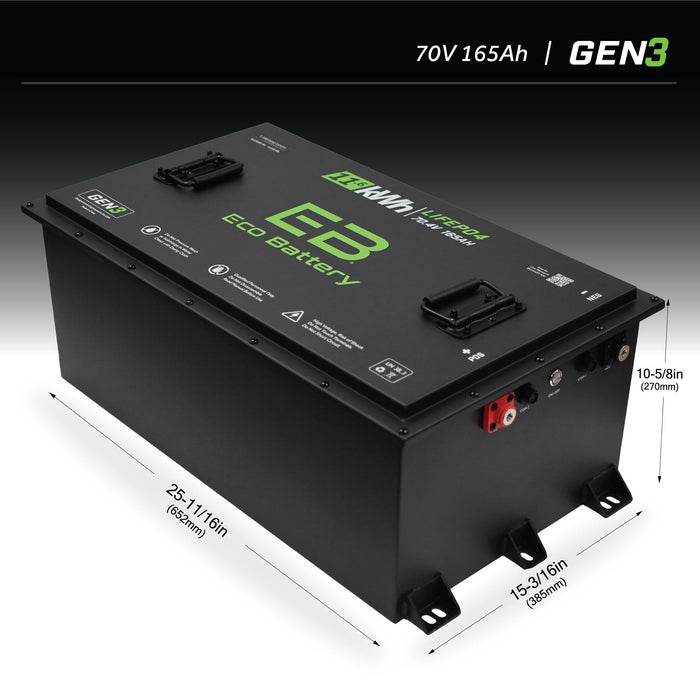 70V 165Ah LiFePO4 Battery - side view