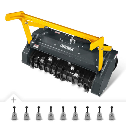 37"Mini Skid Steer Drum Forestry Brush Mulcher Attachment,  Hydraulic Flow Range 11 To 16 GPM, MCH37