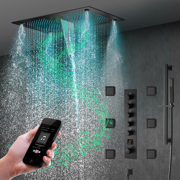 16"x28" Matera Digital Rainfall Bluetooth LED Shower System By Cascada Showers - Main Product Image