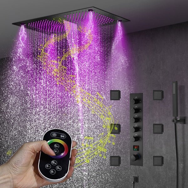 16"x28" Matera Digital Rainfall Bluetooth LED Shower System By Cascada Showers - Product Image 9