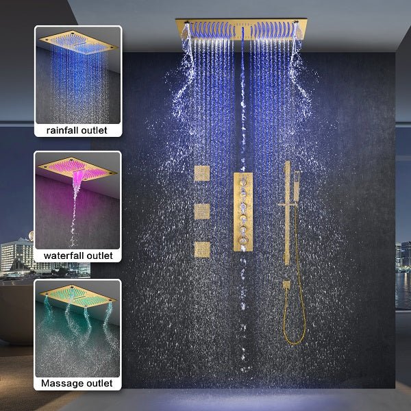 Cascada Luxury Laguna 16"x28" LED Shower System with Built-In Bluetooth Speakers & Music Integration - Side View