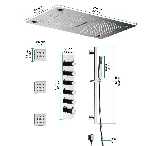 Cascada Showers 16”x28” Laguna Music LED shower system - Product Image 7