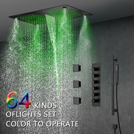 Cascada Showers 16”x28” Cascada Laguna Music LED shower system with built-in Bluetooth Speakers - Alternate View