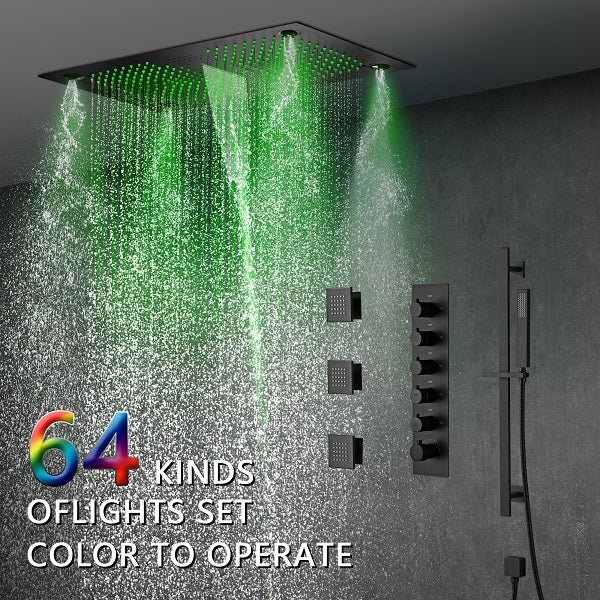Cascada Showers 16”x28” Cascada Laguna Music LED shower system with built-in Bluetooth Speakers - Alternate View
