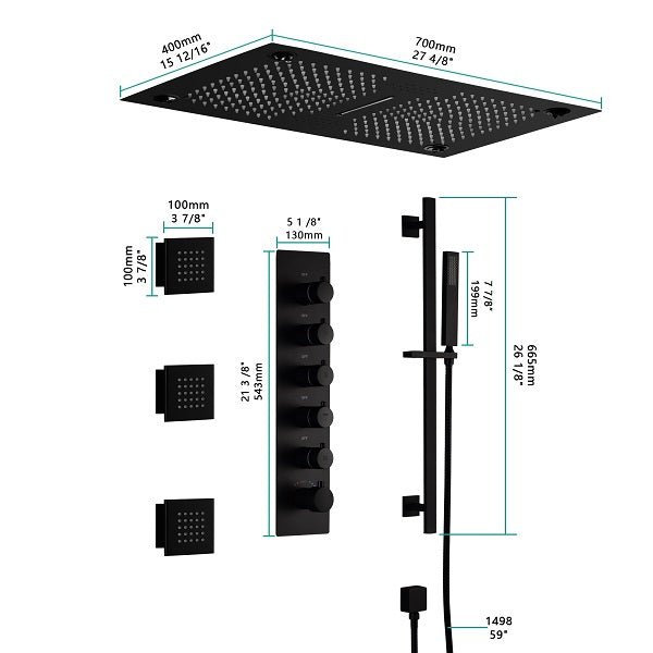 Cascada Showers 16”x28” Cascada Laguna Music LED shower system with built-in Bluetooth Speakers - Product Image 7