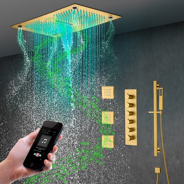 Cascada Luxury Laguna 16"x28" LED Shower System with Built-In Bluetooth Speakers & Music Integration