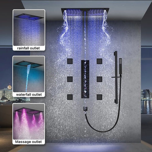 16"x28" Sorrento Digital Rainfall Bluetooth LED Shower System By Cascada Showers - Alternate View