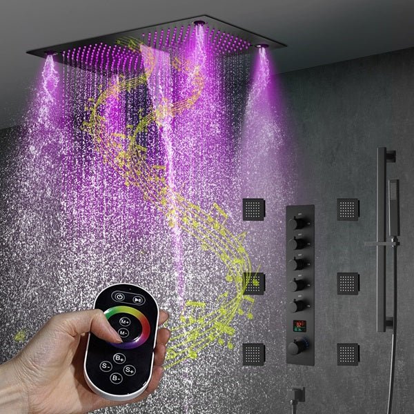 16"x28" Sorrento Digital Rainfall Bluetooth LED Shower System By Cascada Showers - Product Image 9