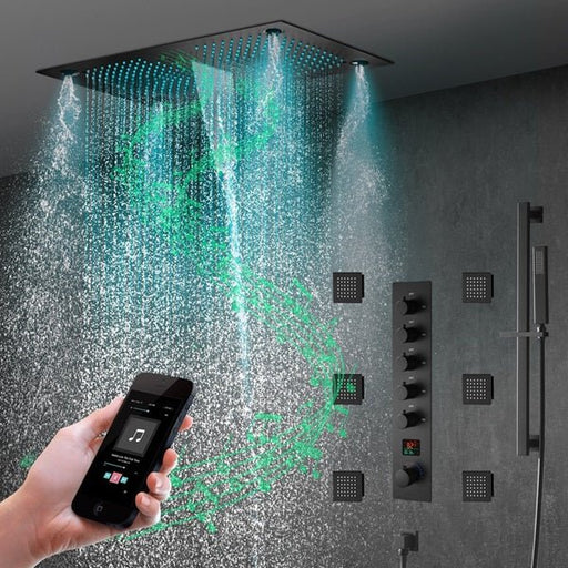 16"x28" Sorrento Digital Rainfall Bluetooth LED Shower System By Cascada Showers - Main Product Image