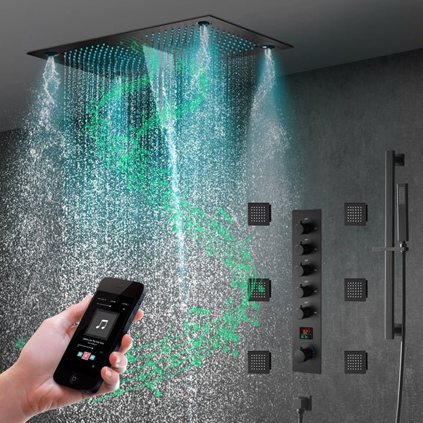 16"x28" Sorrento Digital Rainfall Bluetooth LED Shower System By Cascada Showers - Main Product Image