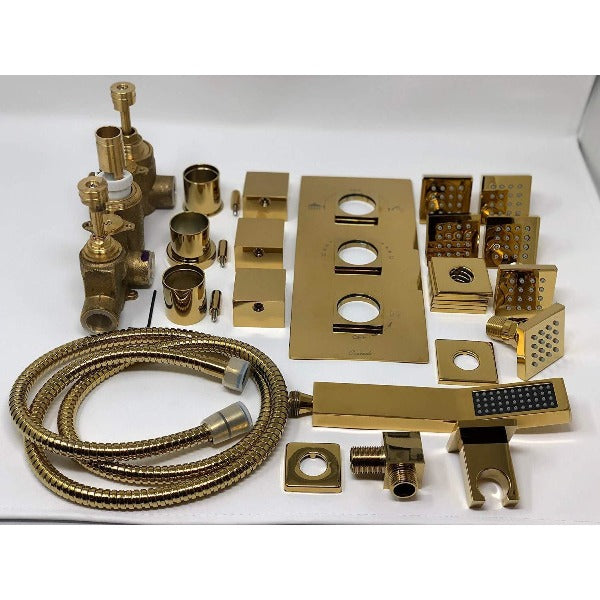 Cascada Tuscany 16"x31" Shower System: LED Rainfall, Massage Jets, Thermostatic - View 10