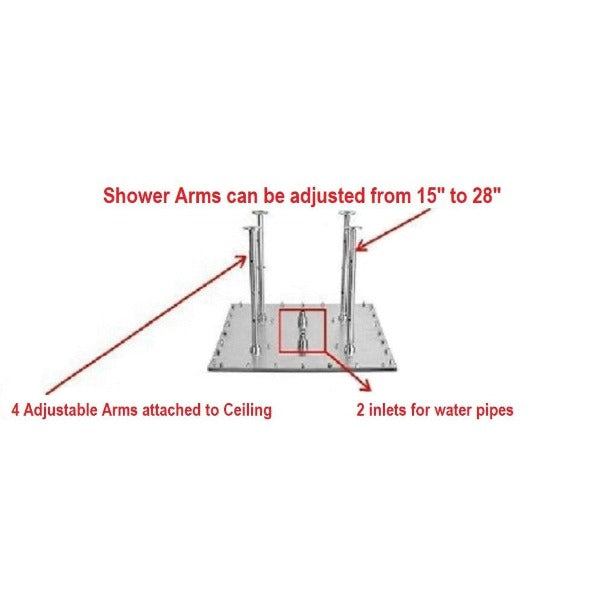 Cascada Tuscany 16"x31" Shower System: LED Rainfall, Massage Jets, Thermostatic - Features