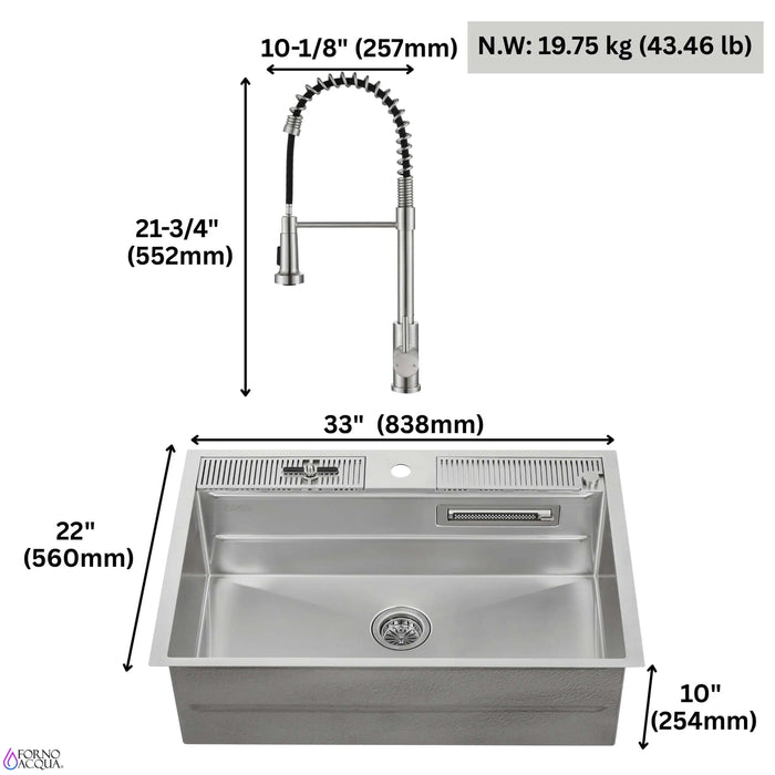 Forno Acqua 33-Inch MultiSink kit with Integrated Waterfall Rinsing and Glass Washing... Kitchen Appliance - View 13
