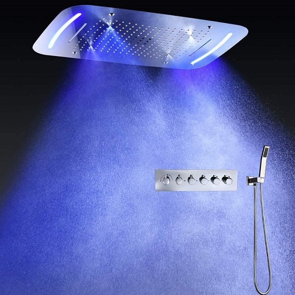 Cascada Showers 17"x28" Luxurious recessed waterfall & rainfall LED shower system – 6 mode - Alternate View