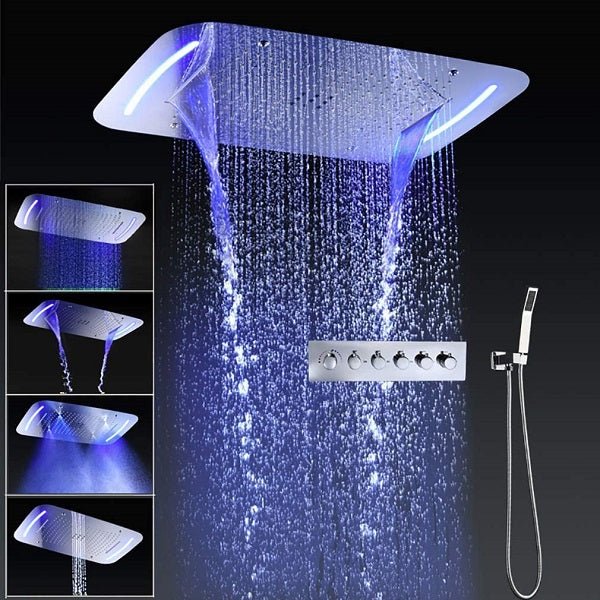 Cascada Showers 17"x28" Luxurious recessed waterfall & rainfall LED shower system – 6 mode - Main Product Image