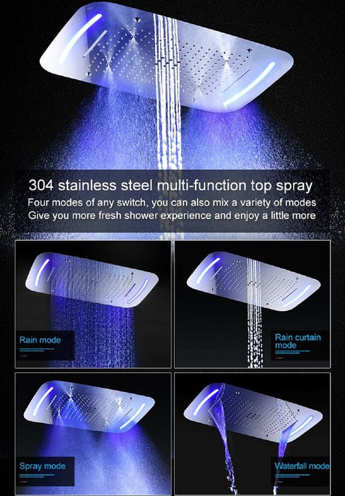 Cascada Showers 17"x28" Luxurious recessed waterfall & rainfall LED shower system – 7 knob - Product Image 12
