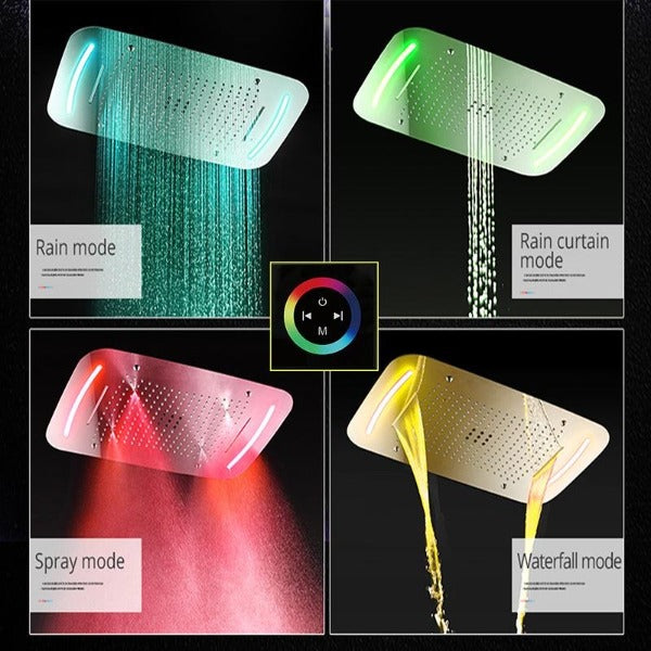 Cascada Showers 17"x28" Luxurious recessed waterfall & rainfall LED shower system – 7 knob - Product Image 11