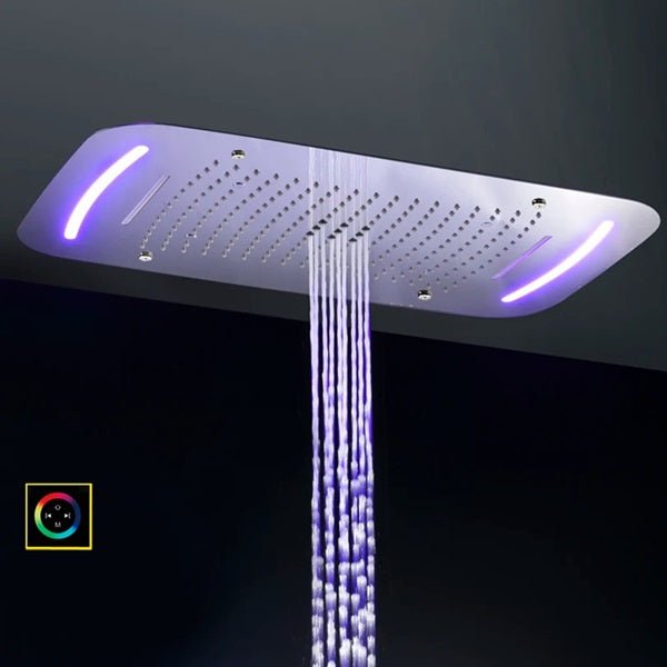 Cascada Showers 17"x28" Luxurious recessed waterfall & rainfall LED shower system and Sliding Bar - Product Image 10