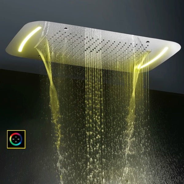 Cascada Showers 17"x28" Luxurious recessed waterfall & rainfall LED shower system and Sliding Bar - Product Image 6