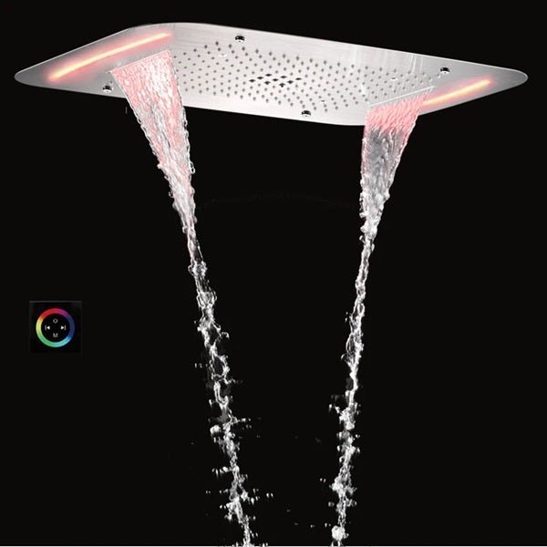 Cascada Showers 17"x28" Luxurious recessed waterfall & rainfall LED shower system and Sliding Bar - Product Image 14