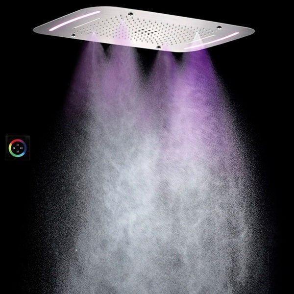 Cascada Showers 17"x28" Luxurious recessed waterfall & rainfall LED shower system and Sliding Bar - Product Image 7