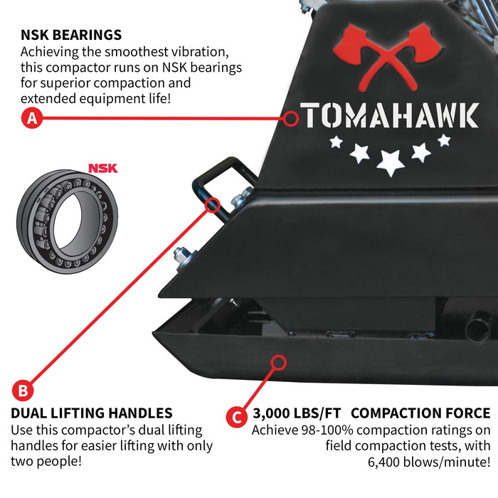 Tomahawk Power 5.5 HP Honda Vibratory Plate Compactor Tamper for Ground, Gravel, Dirt, Asphalt, Compaction - Product Image 8