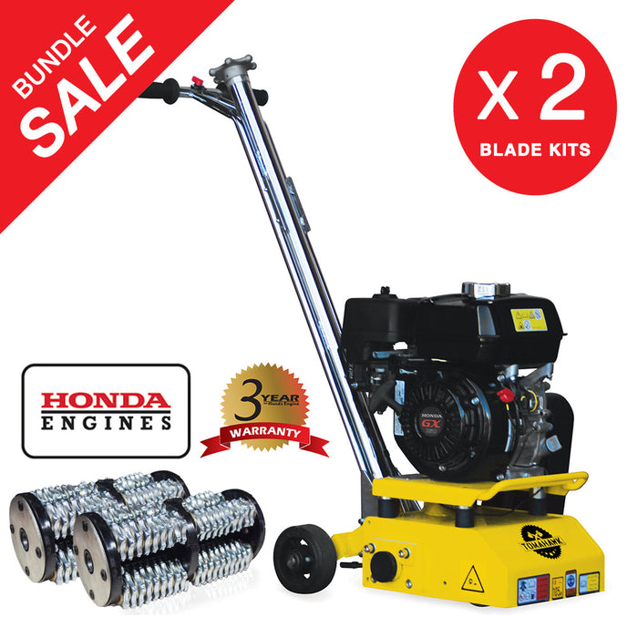 Tomahawk Power 8” Gas Concrete Scarifier Planer Grinder with 5.5 HP Honda Engine Blade Bundle - Main Product Image