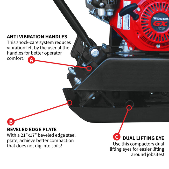 Tomahawk Power 5.5 HP Honda Vibratory Plate Compactor Tamper for Ground, Gravel, Dirt, Asphalt, Compaction - Product Image 7